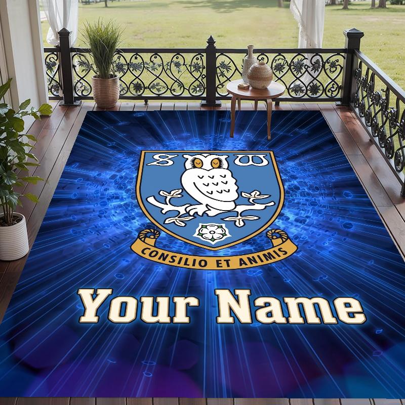 Custom Name Sheffield Wednesday FC Crystal Velvet Floor Rug Personalized Text Soft Carpet Home Decor