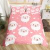 Cute Sheep Bedding Set Cartoon Animal Comforter Cover for Kids Flower Floral Print Duvet Cover Farm Zoo Garden Theme Quilt Cover