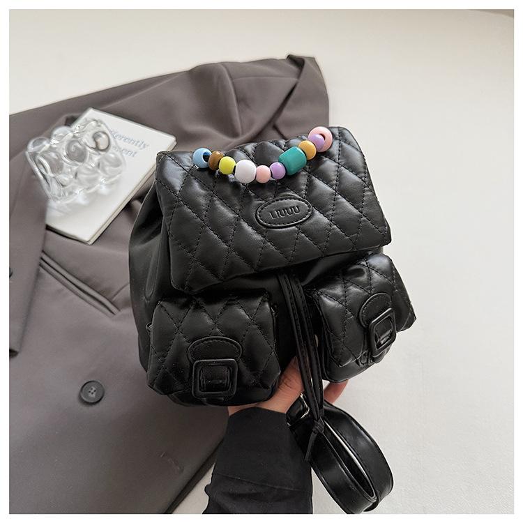 

Japanese girl backpack cute macaron small backpack bag women 2025 summer lazy wind multi-pocket handbag чёрный