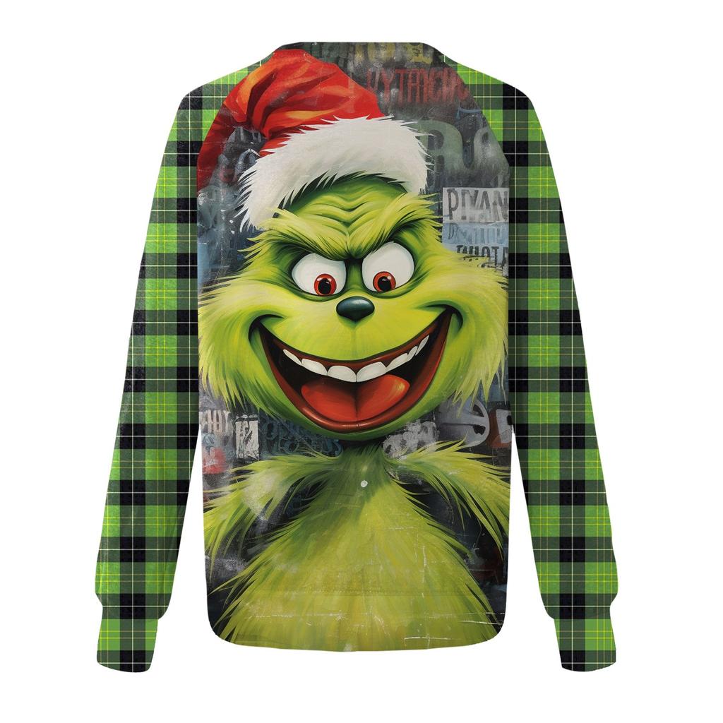 Damenmode, lässig, Rundhalsausschnitt, Langarm, Weihnachtsdruck, Raglanärmel, Sweatshirt-Oberteil