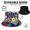 Quick Drying Sun Hat Retro Graffiti 80s 90s Fisherman Hat Fashion Reversible Bucket Hat  Unisex