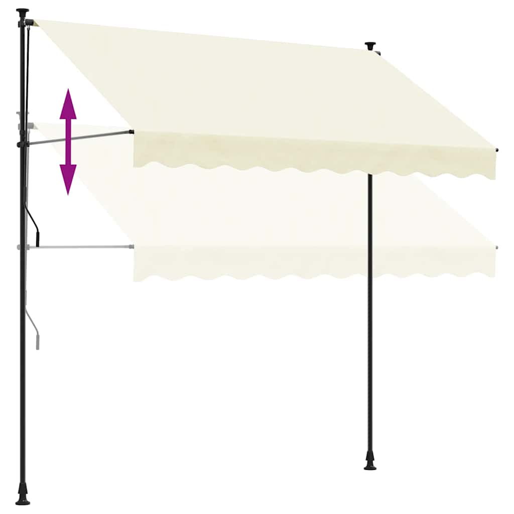 Vidaxl Markiza Zwijana, Kremowa, 300X150 Cm, Tkanina I Stal