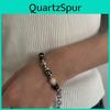 Handmade Geometric Stone Bead Bracelet With Steel Chain For Unisex Fashion Accessory