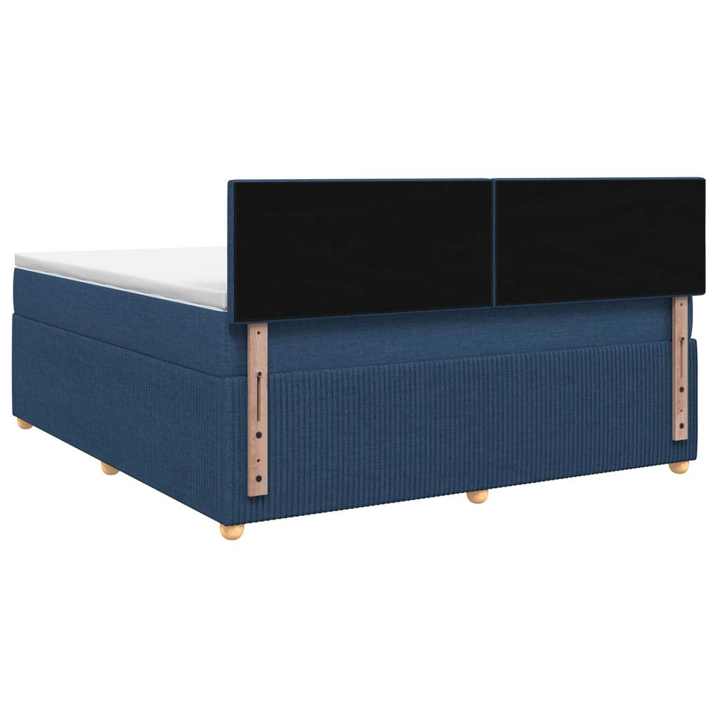 Box Spring Bed with Mattress and Headboard Blue 140 X 190 Cm Fabric