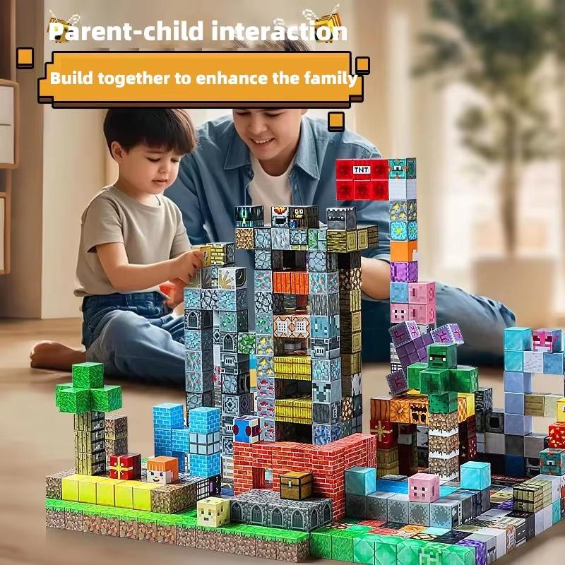 Pixel Blocks Building Set - STEM Montessori Sensory Toys, Creative DIY Magnetic Puzzle Gift for Boys Girls Kids 3+ Birthday