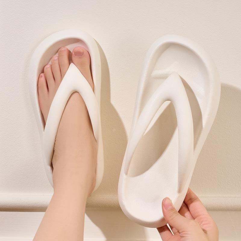 Women's Black Non-Slip Split-Toe Thick-Soled Flip-Flops for Indoor/Outdoor Wear