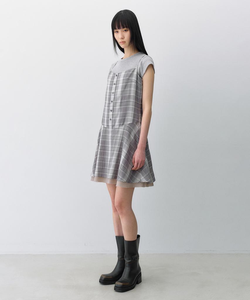 Insilence Woman Check Mini Dress Grey