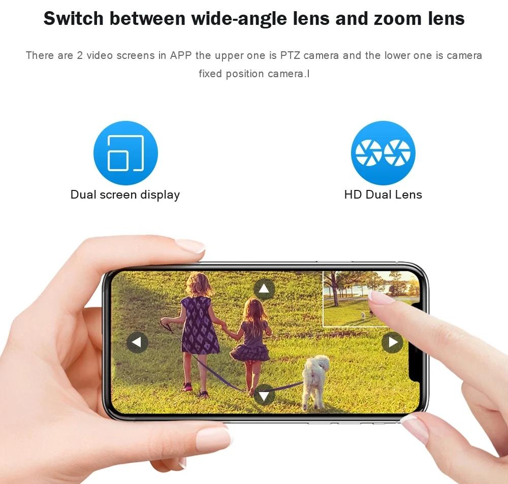 LS VISION 6MP Real 36X Optical Zoom WIFI Camera Outdoor Dual Lens PTZ Humanoid Detection Color Night Vision Surveillance IP Camera iCSee App