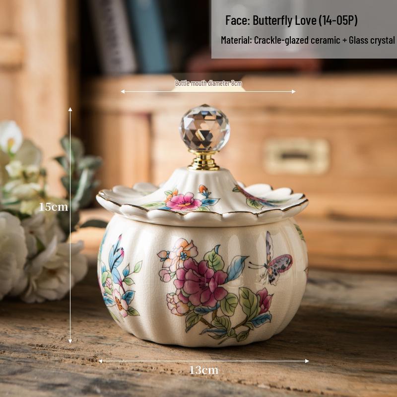 American Retro Ceramic Pumpkin Jewelry Box - Creative European Style Ornament