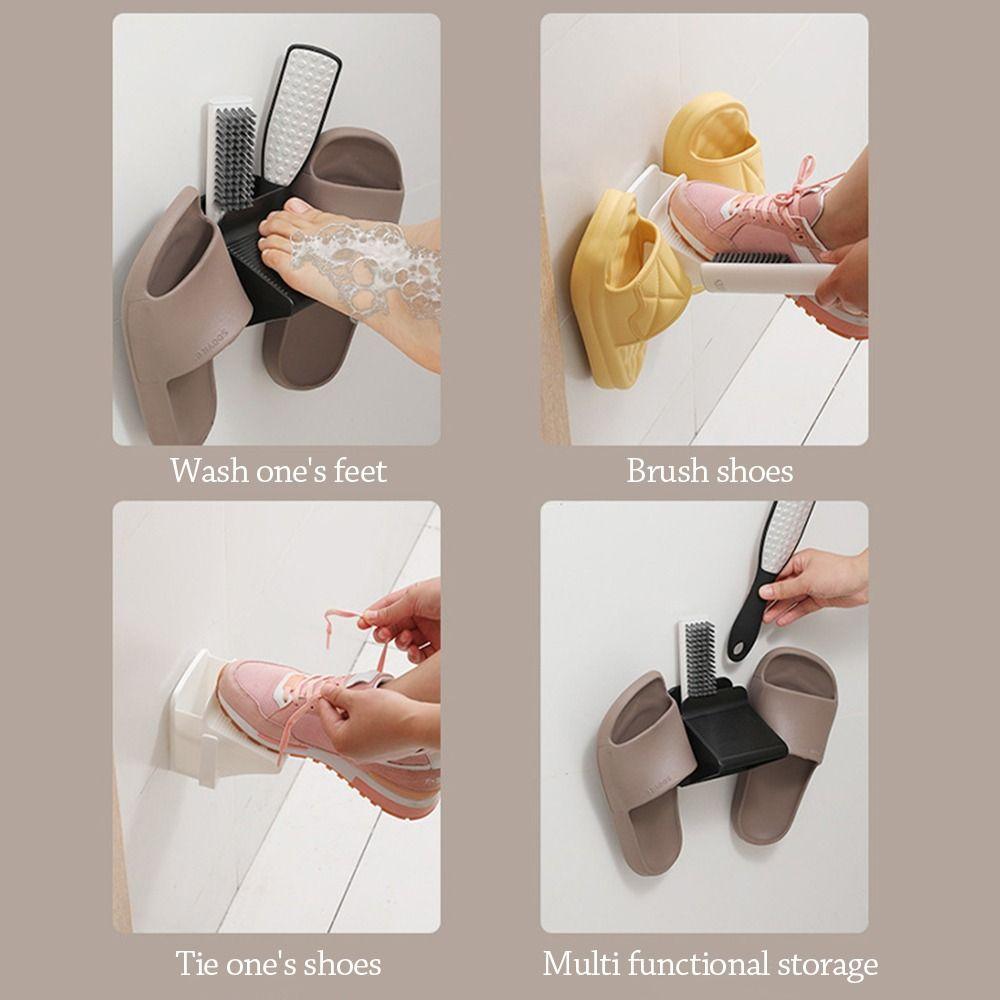 Wall Mounted Shower Foot Rest Non Slip Storage Shoe Brush Rack for Home Hotel Bath Supplies