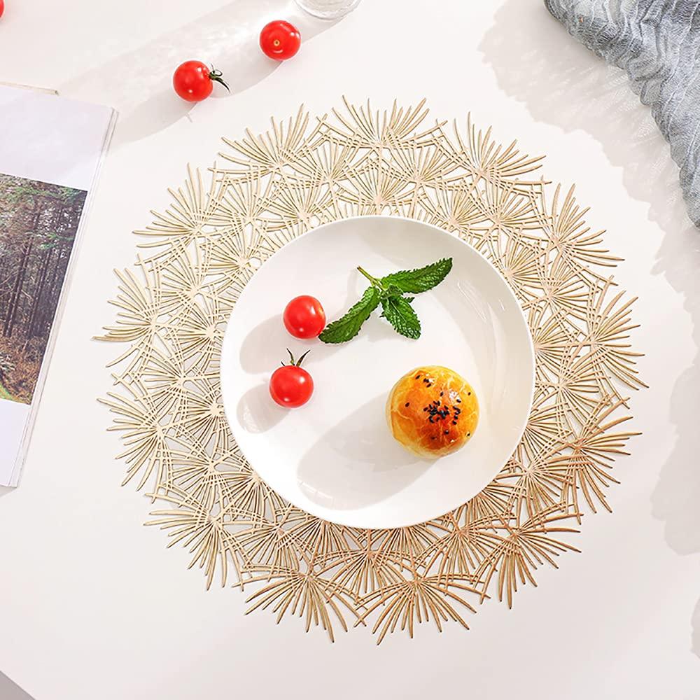 Round Placemats Set of 4,Elegant Tablemats,Dandelion Flower Shape Placemats,Vinyl Place Mats for Kitchen,Dining Table,Decorative