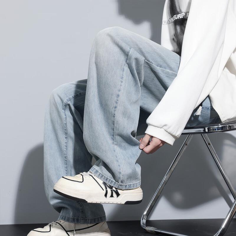 TonLion Men's Summer Thin Straight Loose Jeans