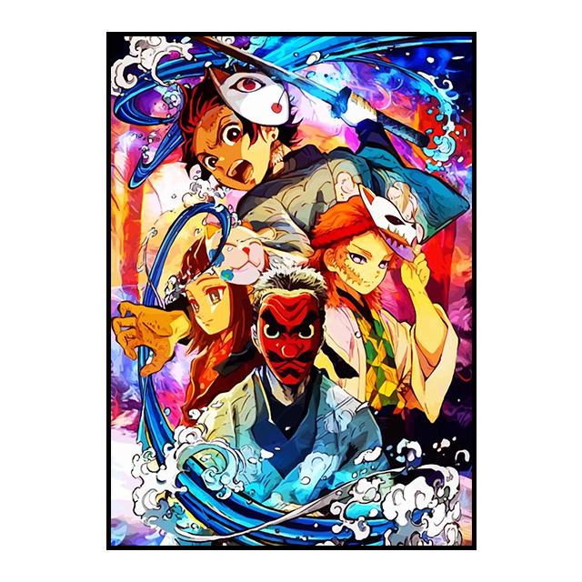 Affiche d'anime Demon Slayer Kamado Tanjirou Décoration murale Agatsuma Zenitsu Peinture décorative Art mural Image Décoration d'intérieur Cadeau Sans cadre