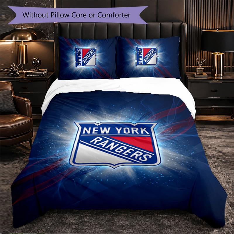 New York Rangers Vzor Mikrovlákno 3dílná Sada Povlečení Dekorativní Sada Povlaků na Peřinu Pro Ložnici Domácí Použití