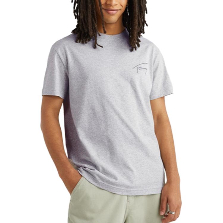 Tommy Hilfiger T-Shirts Men's Gray PJ4 Crew Neck Moderate DM0DM16240PJ4