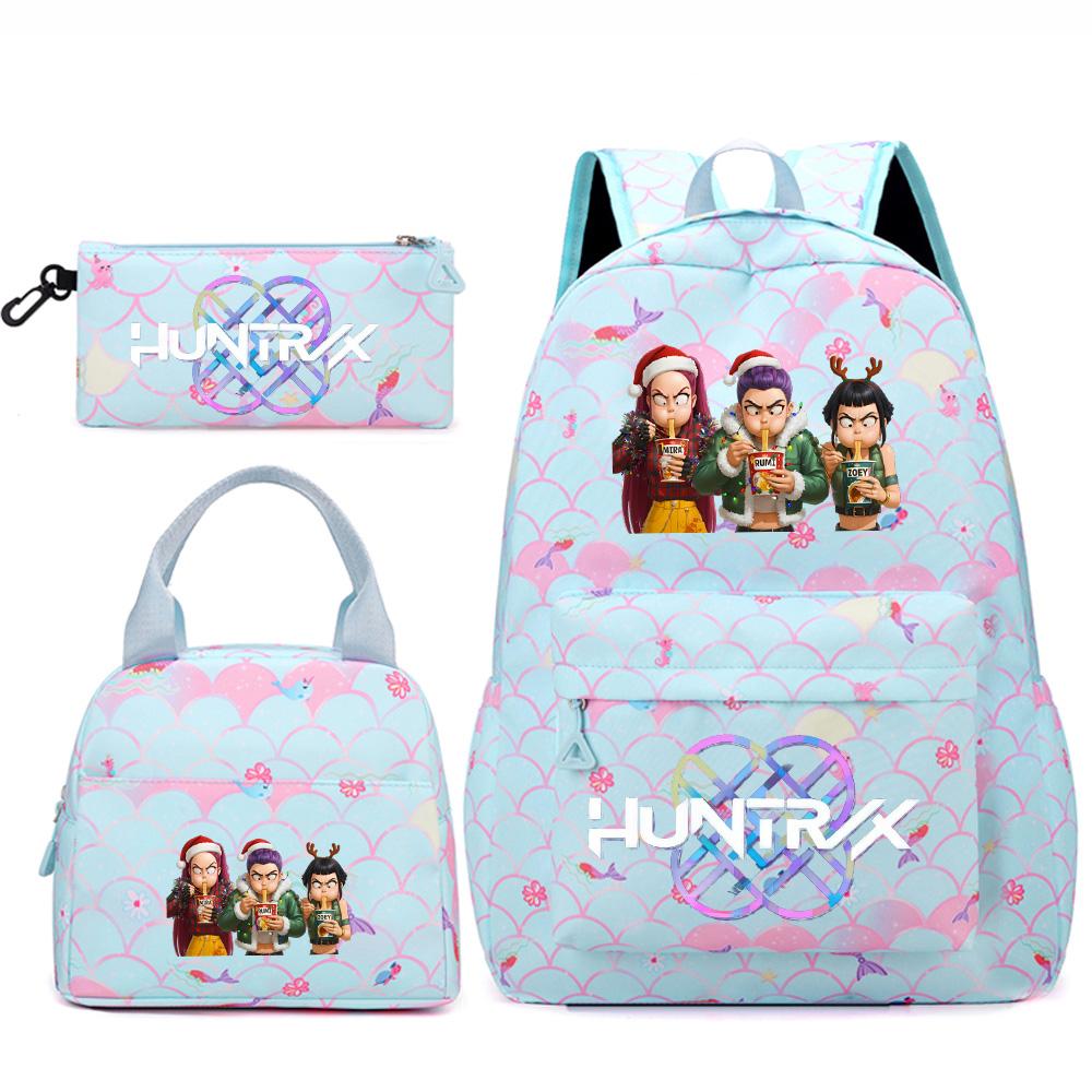 3Pcs/set Kpop Printed Backpack Handbag Pencil Case for Teenger Student Girl Boy Schoolbag Kid Bookbag Large Capacity Travel Bag Christmas Gift