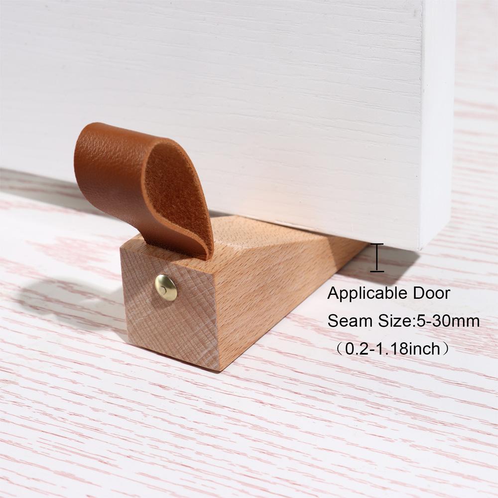 

Leather Band Non-Slip Sturdy Door Stopper Soild Door Wedges Wooden