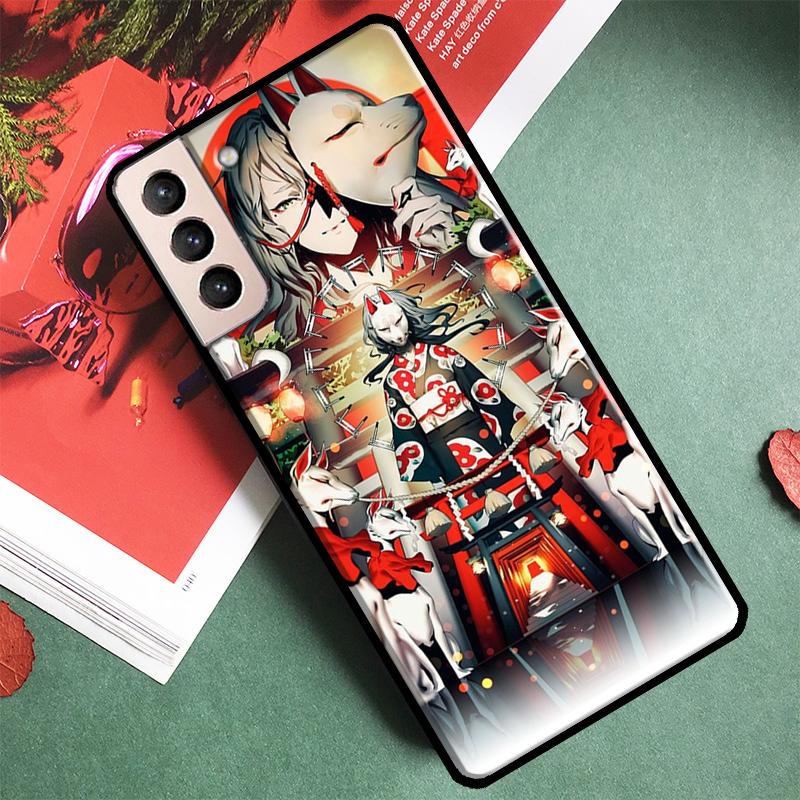 Japanese Style Anime Fox Phone Case For Samsung Galaxy S25 Ultra S9 S10 S20 S21 S22 S23 Ultra Plus S24 FE Back Cover