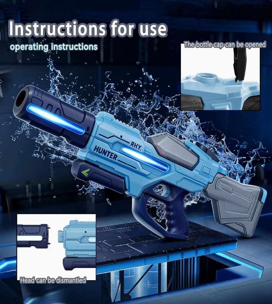 23.6in Electric Water Gun Toy High-Pressure Powerful Hand-Automatic Water Pistol Spray Blaster Beach Swimming Toys for Adult