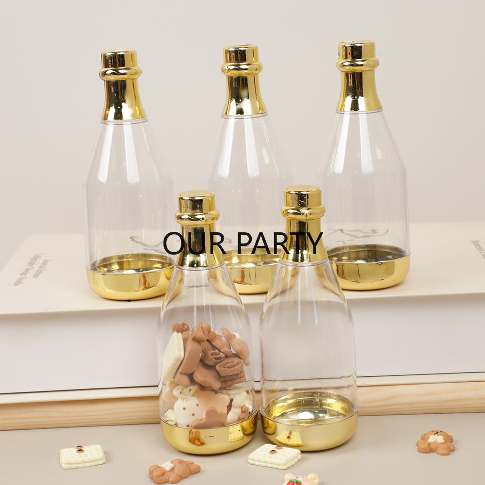

5Pcs Champagne Bottle Shape Gift Packing Box Chocolates Candy Boxes for Wedding Baby Shower Birthday Christmas Party Decoration 11.5x4.3cm золотий