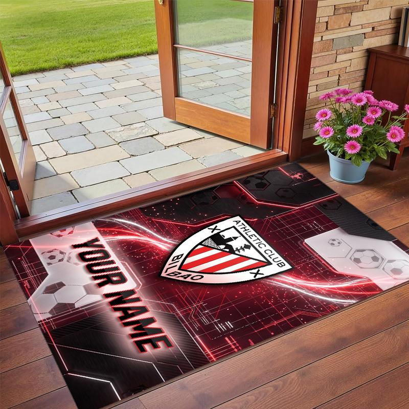Crystal Velvet Rug Custom Name Text, Soft Non Slip Floor Mat Home DecorAthletic Bilbao FC