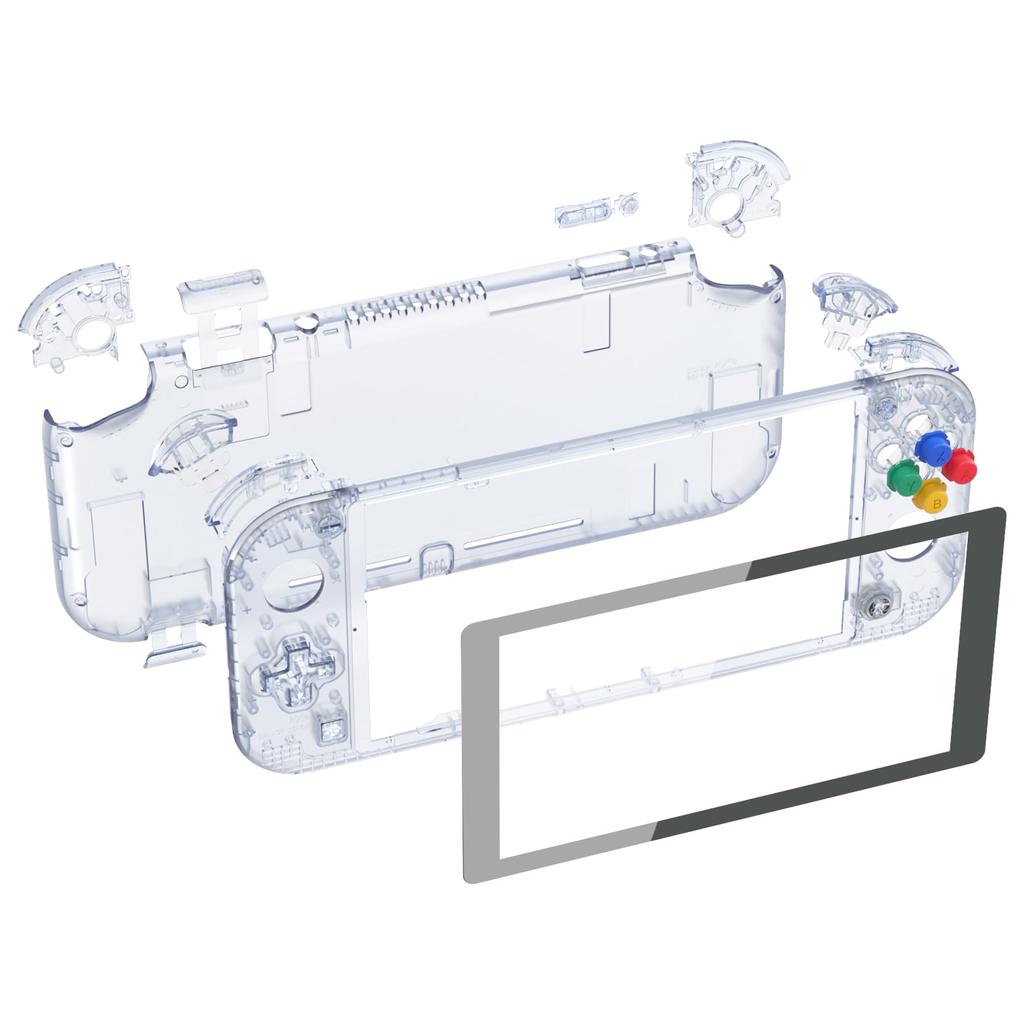 eXtremeRate DIY Compatible Case Shell Made of Clear Material for Compatible with Switch Nintendo Switch Light Controller Repair Kit with Custom Case