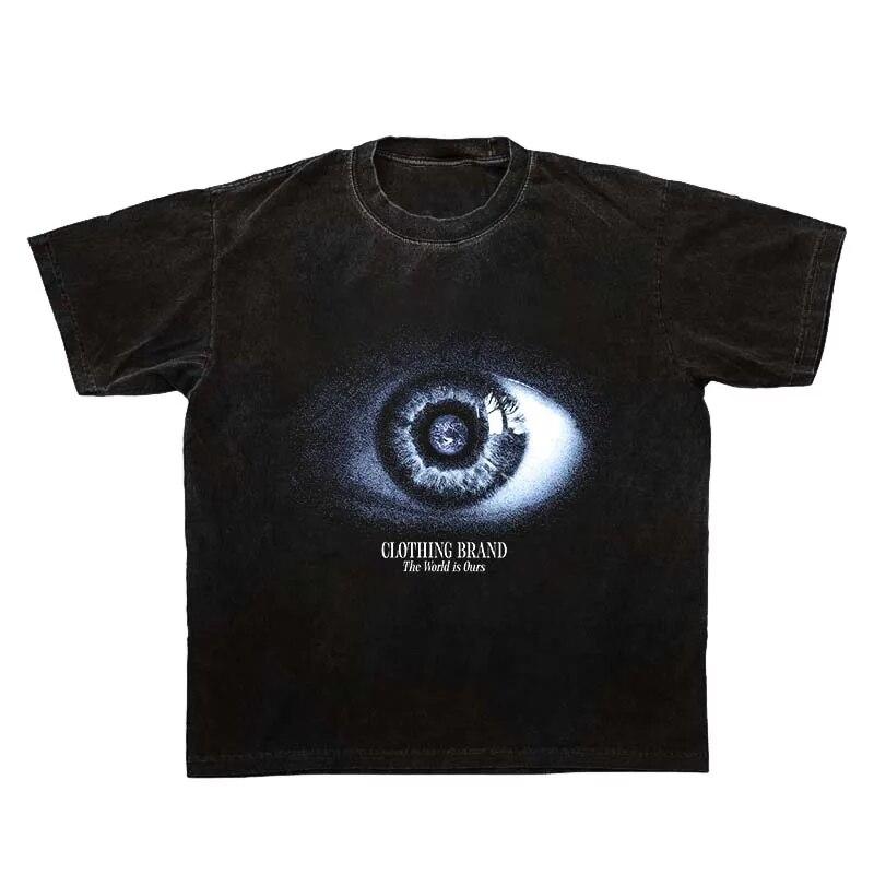 

Harajuku Washed 2023 New Half-Sleeve T-Shirt Unisex High Street Teeth Print Loose Casual T-shirts Punk Hip Hop Fashion Tees Tops