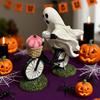 Bike Rider Ghost Statue Resin Ghost Riding On A Bicycle Figurine Halloween Ghost Sculpture for Home Parties Decoration Table Centerpiece
