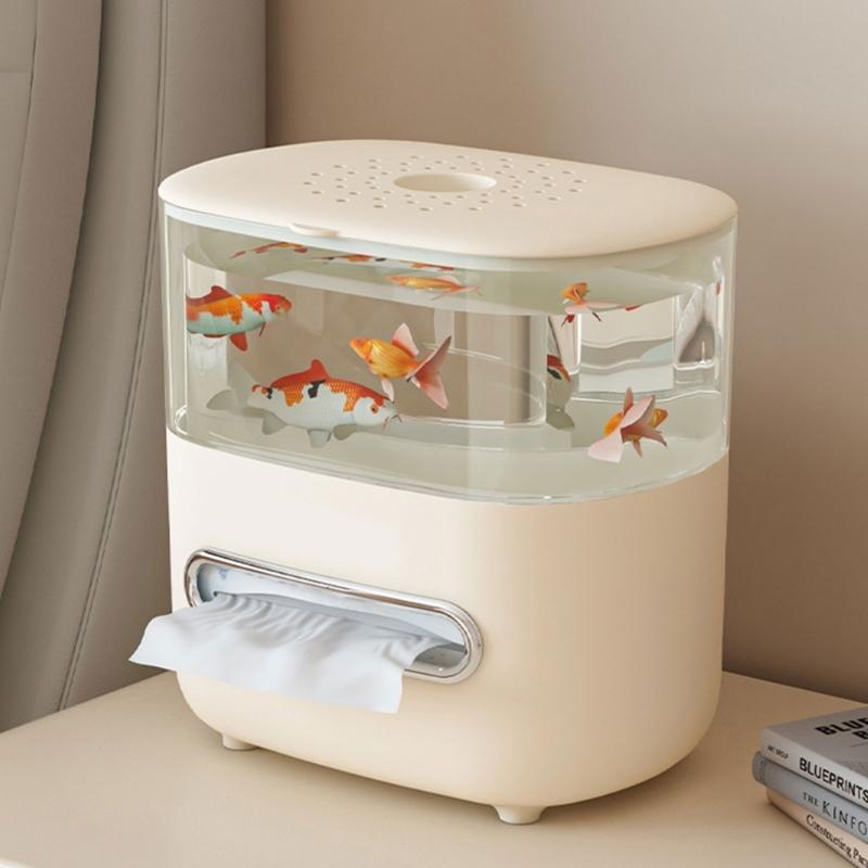 Dispensator de șervețele inovator în stil acvariu, cu capac detașabil pentru decorare cu plante sau pești, întreținere fără efort, accesoriu pentru decorarea casei și biroului