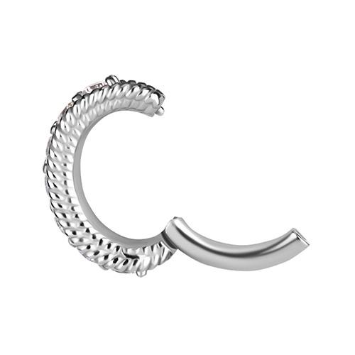 Silver Clicker Belly Button Ring With White Cubic Zirconia - Cocr Nf- Kp-066 1.6/8