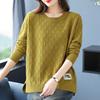 Spring and Autumn Women's Plus Size Knit Sweater Thin Loose Crew Neck Pullover Knitwear Short Slit Stretch Knit Top Jumper
