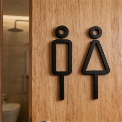 Modern 3D Acrylic Restroom Sign Self Adhesive Door Decor for Bathroom Salon Hotel Christmas Halloween
