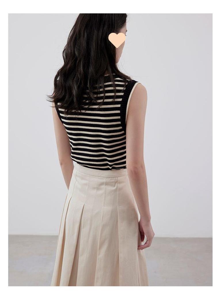 Women's Retro Striped Ribbed Knit Crop Top - Chic Sleeveless Summer Style
