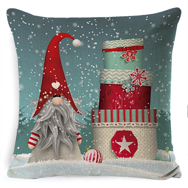 Pillow Cushion Cover Linen Santa Claus Pillow Cover Linen Material