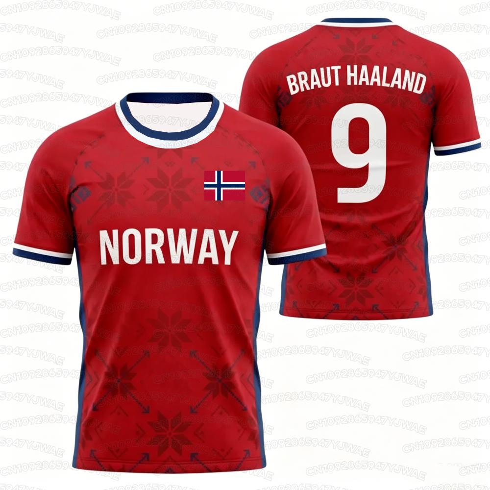 2026 Norway Flag Print Men's Women's NO.9 Short Sleeve T-shirt Print Tees Outdoor Kid Soccer Jersey Sport Tops