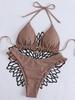 Neuer Stil Europäisch & Amerikanisch Sexy Rückenfreies Kariertes Bikini-Set - Damen Schnürung Zweiteiliger Badeanzug