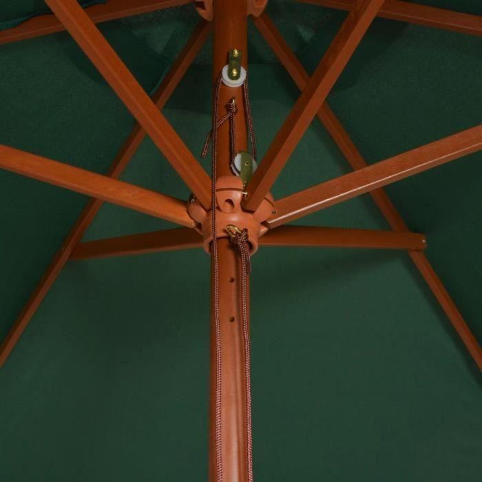VidaXL Parasol avec poteau en bois 200 x 300 cm Vert