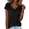 Women’s Short Sleeve Loose Fit Drape Neck Top Casual Relaxed Style Basic T-Shirt Comfortable Soft Fabric Versatile Design for Everyday Wear