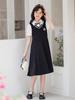 Girls' School Uniform Set with Ruffles, Summer Toddler Girls' College Style Dress Two Piece Outfit
