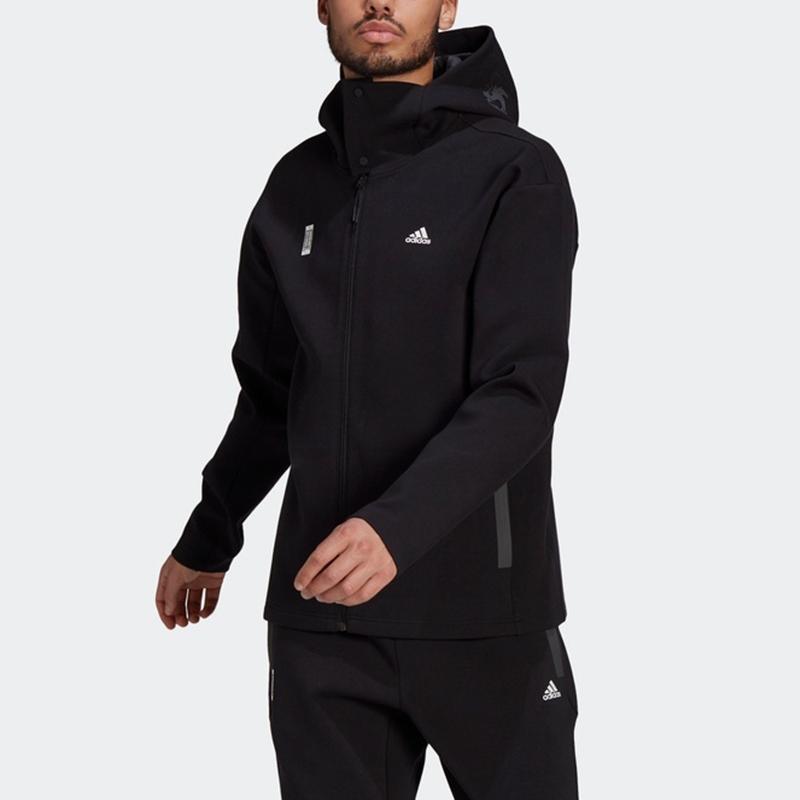 Adidas Warm Casual Sports Hooded Jacket Men Tops Black GU1749