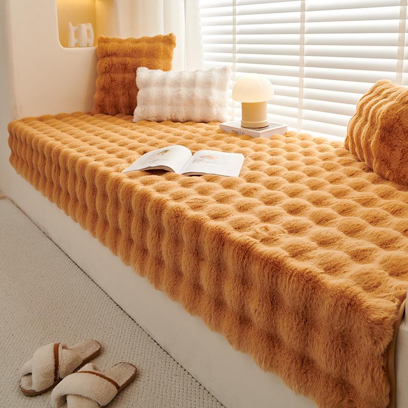 Rabbit Plush Bay Window Mat Winter  New Window Sill Mat Balcony Seat Cushion Cream Ins Wind Tatami Customization