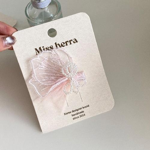 Fairy White Pink Mesh Flower Hair Clip for Kid Princess Side Bangs Stray Hair Pin for Toddler Girl Birthday Performance Headwear