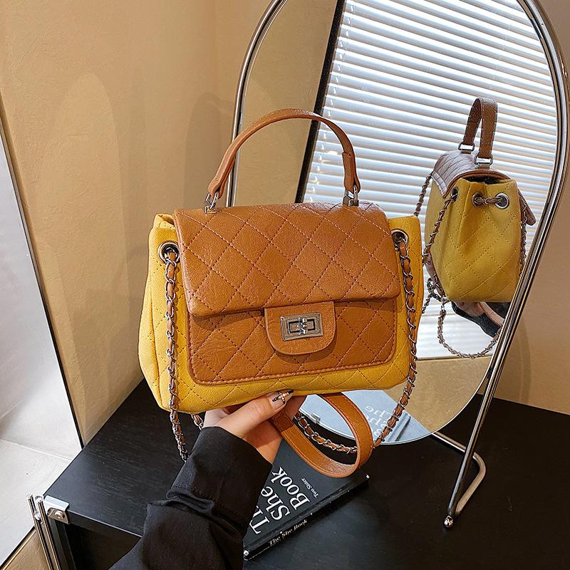 

Women s bag summer new popular versatile diamond embroidered thread chain messenger bag fashionable shoulder small square bag жёлтый