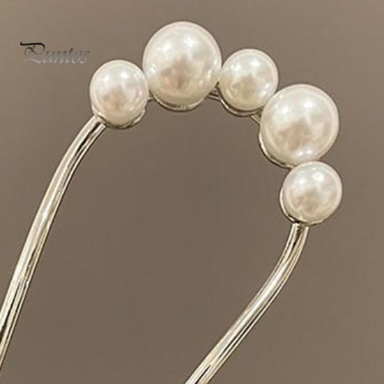 French Hair Fork Elegant Faux Pearl Anti-slip Long Thick Hair Updo Bun Metal U-Shaped Hair Pin Stick Women Girls Hair Accessories