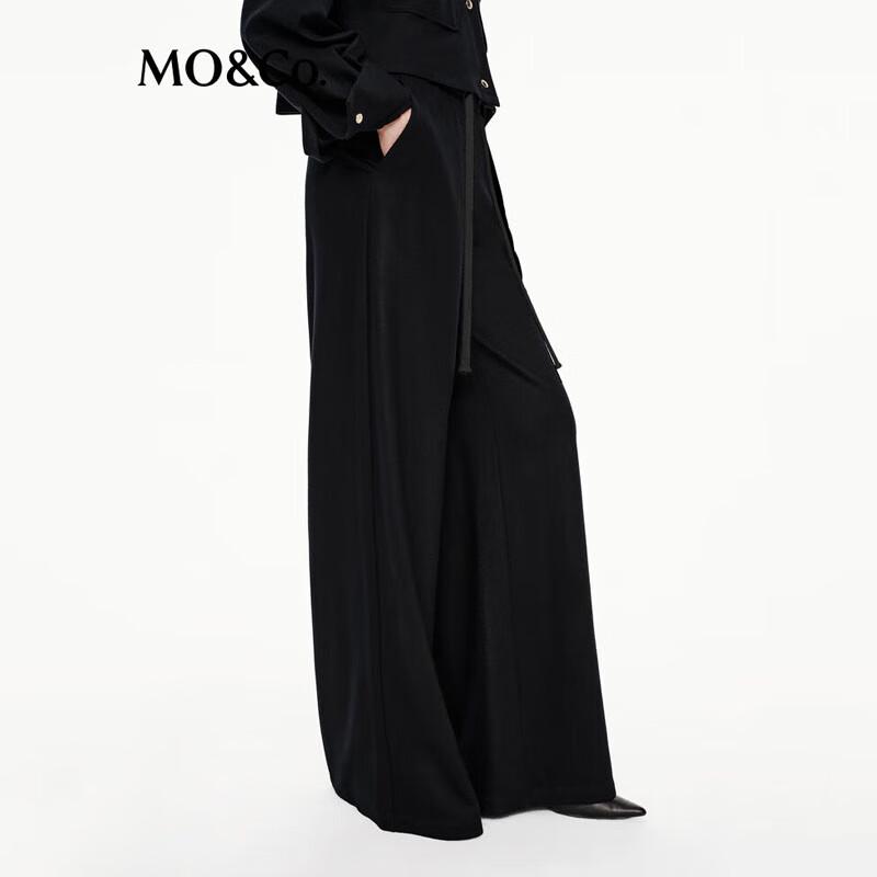 MO&Co. Women's Lightweight Wool Blend Wide-Leg Trousers