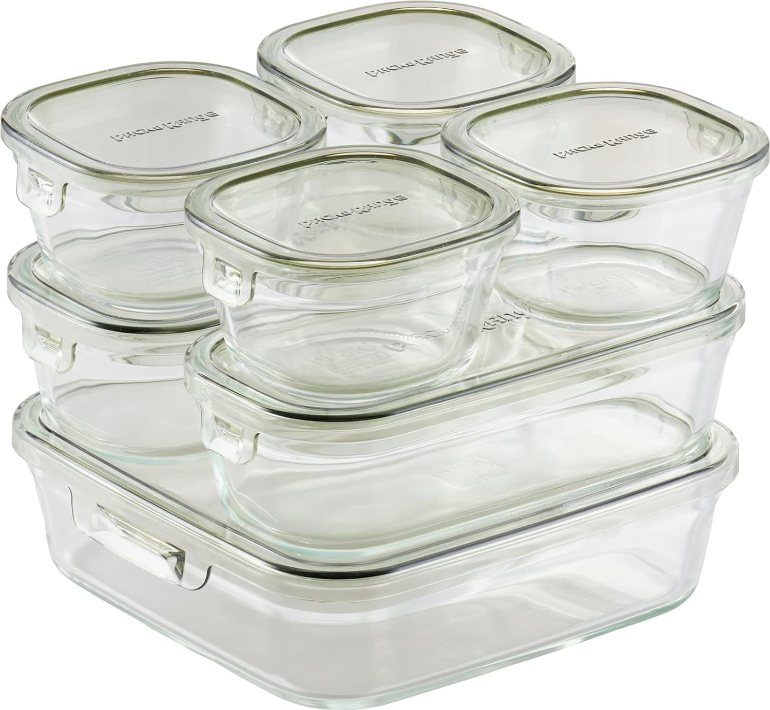 

iwaki Glass Pack Range Storage Container Olive Green System Set [Storage Container] Heat-Resistant & PC-PRN7G4