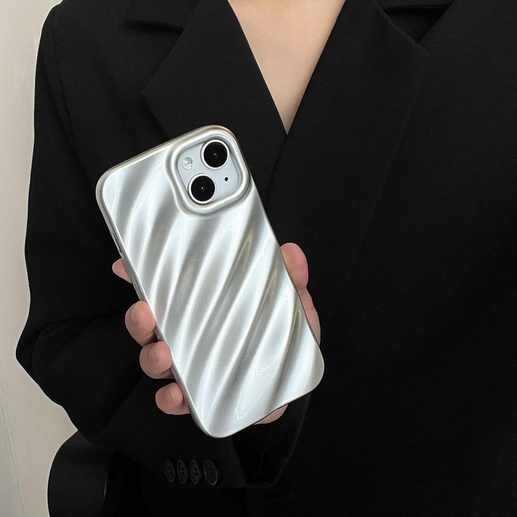 Silbernes Wellen-Handyhülle geeignet für iPhone 11, iPhone 12, iPhone 13