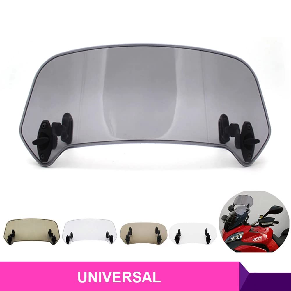 ZSADZS Universal Motorcycle Rise Adjustable Windscreen Extension Windshield Spoiler Air Deflector (Large Transparent)