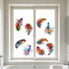 Watercolor Feather Flower Pattern Window Sticker, Transparent Electrostatic Adhesion Glass Decal, Waterproof Scratch-Resistant Decorative Film