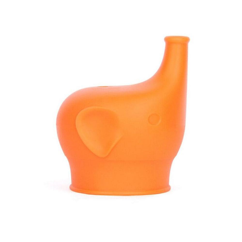 

Elephant-Shaped Silicone Cup Lids For Children Kids Drink Bottle Stretchable Proof Leak Silicone Straw Cup Covers Bottle Cover оранжевый